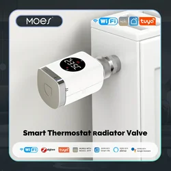 MOES-válvula termostática inteligente para radiador, Wifi/Zigbee, aplicación remota programable TRV, controlador de temperatura, compatible con Alexa y Google Home