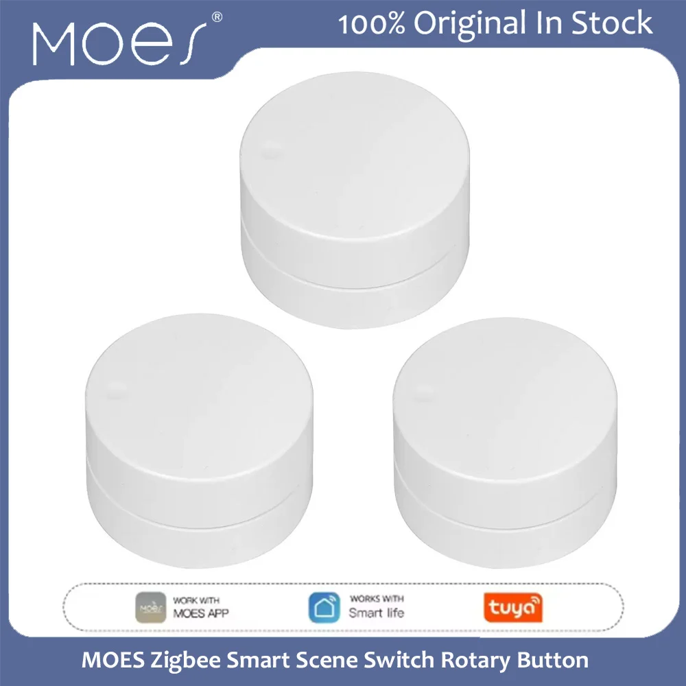 Moes Tuya Smart Knob Scene Switch Zigbee Smart Scene Mode Dimming Mode Smart Scene Linkage Easy Install for Smart Life Tuya APP