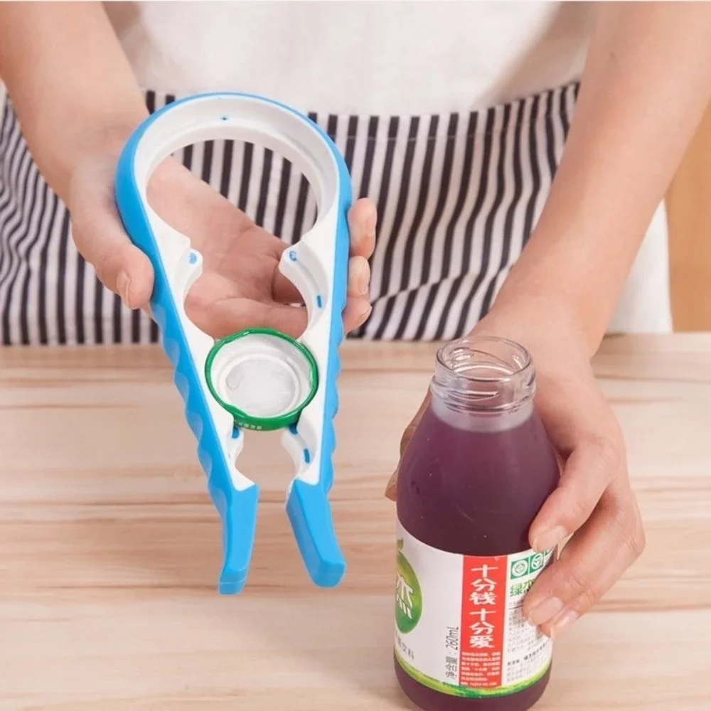 4 in 1 Jar Opener Easy Grip Cap Bottle Opener Launcher Twist Off Lid Quick Opening with Silicone Handle Manual Nonslip Kitchen