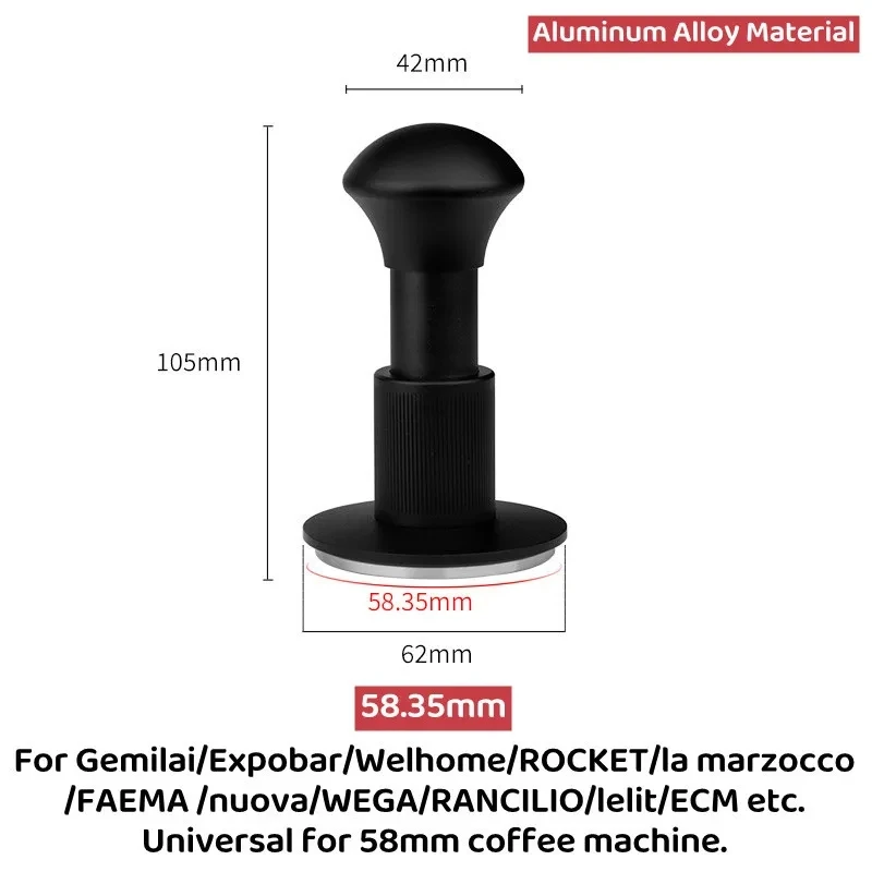 58.35MM Constant Pressure Impact Tamper Espresso Coffee Force Tamper with Aluminum Alloy Handle