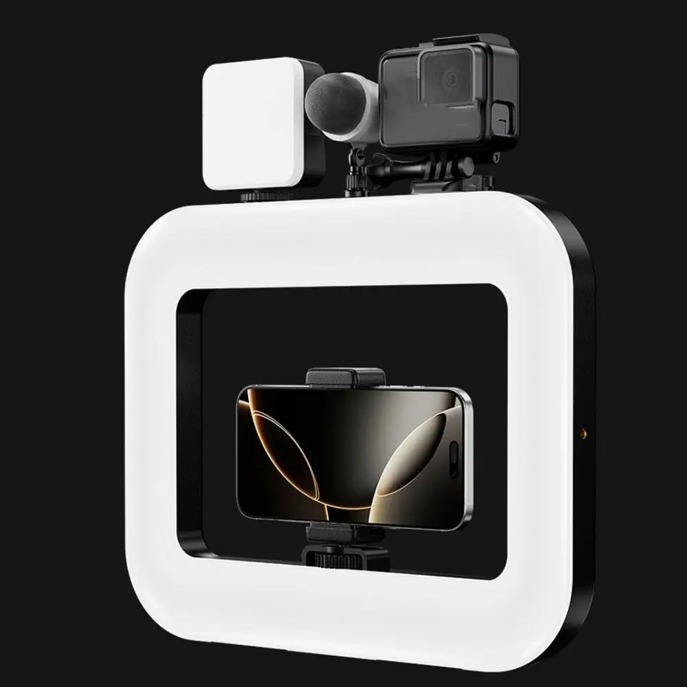 Handheld Selfie Fill Light Rechargeable Adjustable LED Video Light Three-color with Clamp Phone Fill Light Photography