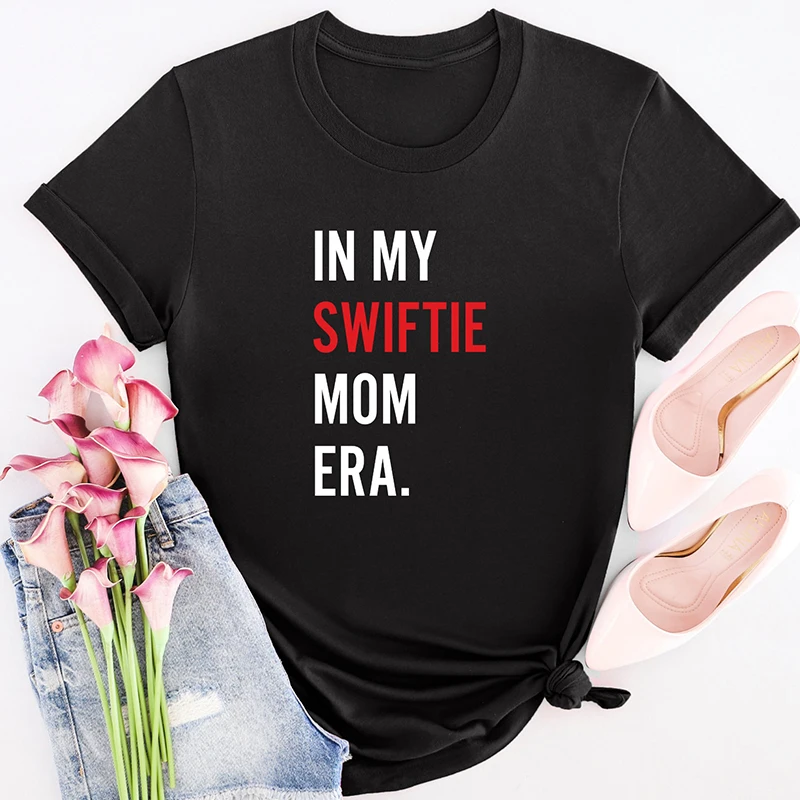 T-shirt de manga curta para as mulheres, feita de algodão, engraçado, moda, com a mãe, mãe, verão, na moda, presente para os fãs