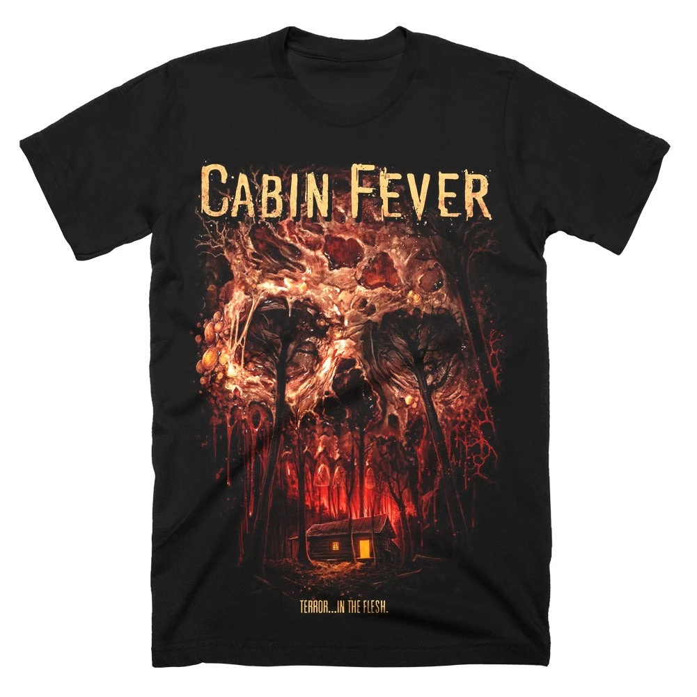Camiseta Cabin Fever para hombre, con estampado gráfico de película de terror sobre virus comilones de carne, manga corta, estilo oversize, streetwear, corte holgado, para fanáticos del horror