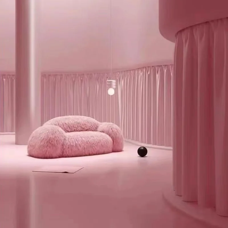 Modern Light Luxury Internet Celebrity Plush Lazy Sofa Pink Tatami Nordic Style Minimalist Small Apartment Bedroom Single