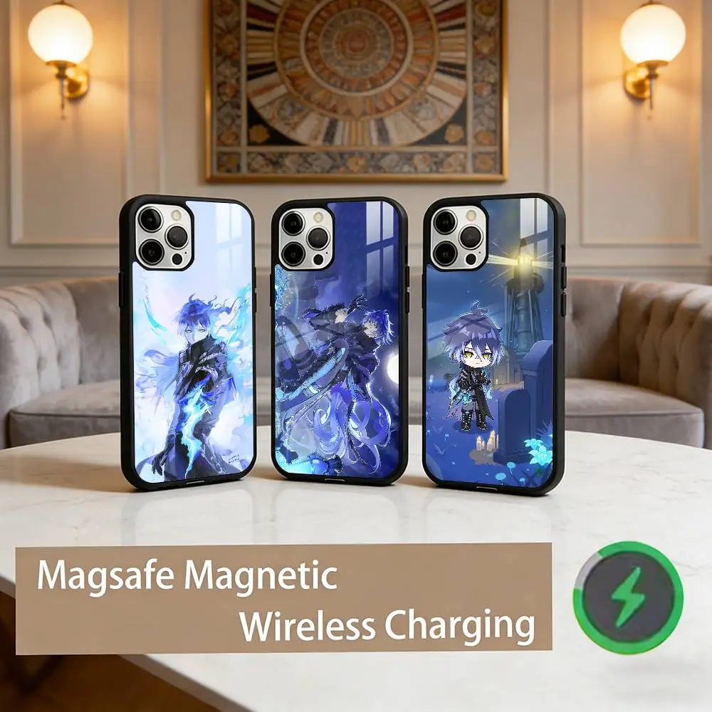 

Genshin impact Flins Phone Case For iPhone17,16,15,14,13,12,11 Plus,Pro Max Magnetic For Magsafe Wireless Charging