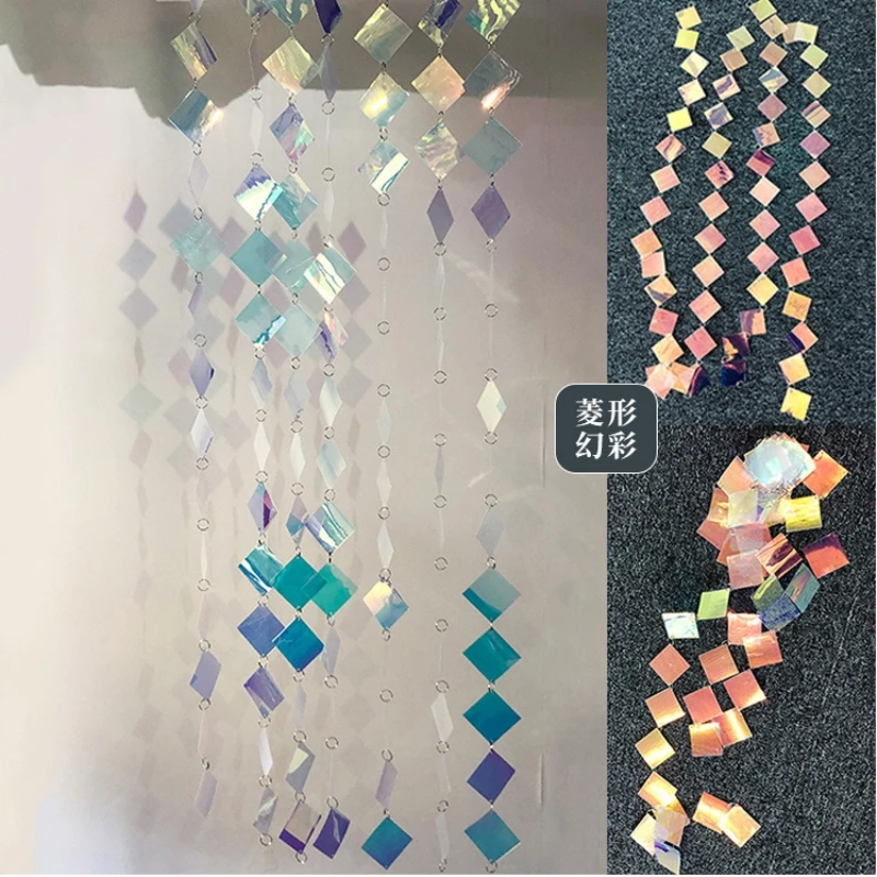 

Wedding Mirror Sequin Curtains Ceiling Pendants Double Sided Colorful Curtains Decoration Beaded Home Party Stage Backdrops 5Pcs