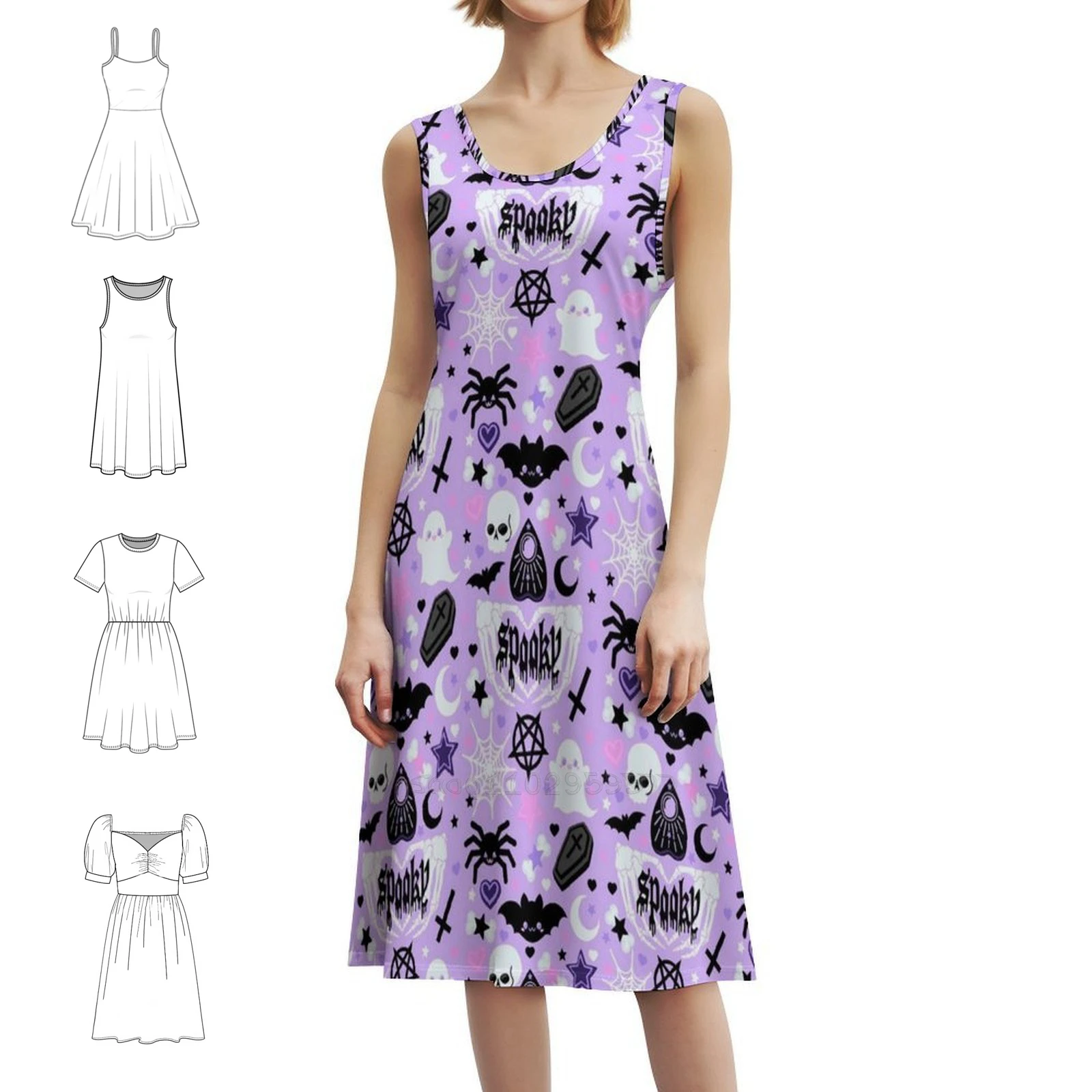 فستان باستيل قوطي على شكل قلب فستان أنيق للحفلات الصيفية للنساء للهالوين كاواي فستان لطيف مخيف للفتيات #1