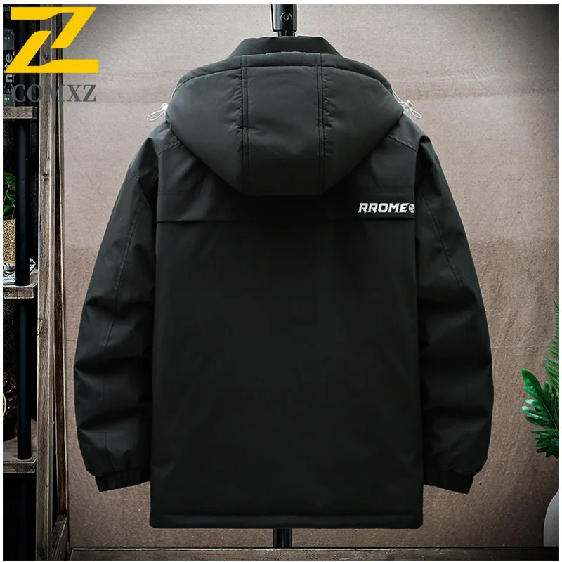 COMXZ Men Padding Coat Casual Solid Color Single Layer parker Outdoor Climbing Windproof Hiking Cold Protection Autumn Garment