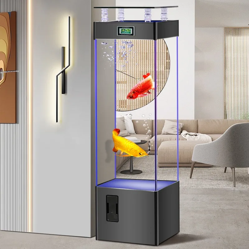 Pecera de vidrio ultra transparente, sin necesidad de cambiar el agua, acuario ecológico, pecera pequeña y mediana para sala de estar, pecera para peces dorados.