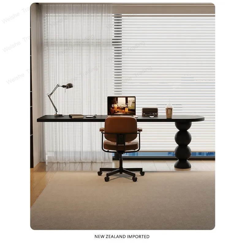 

Длинный итальянский письменный стол из массива дерева для спальни, дома, офиса, черный, компьютерный стол, для студентов и детей, двойной учебный стол