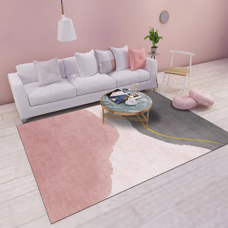 Nordic Gold Line Carpet, Living Room, Non-Slip Carpets, Home Decoration, Sofa, Coffee Table Rug, Morandi Cute Bedroom Rugs