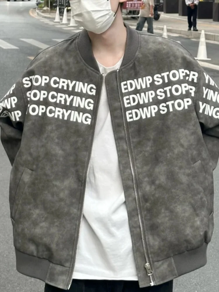 

Мужская осенне-зимняя куртка-бомбер с цветочным и буквенным принтом, свободного кроя, с длинными рукавами, на молнии, в стиле пилот.