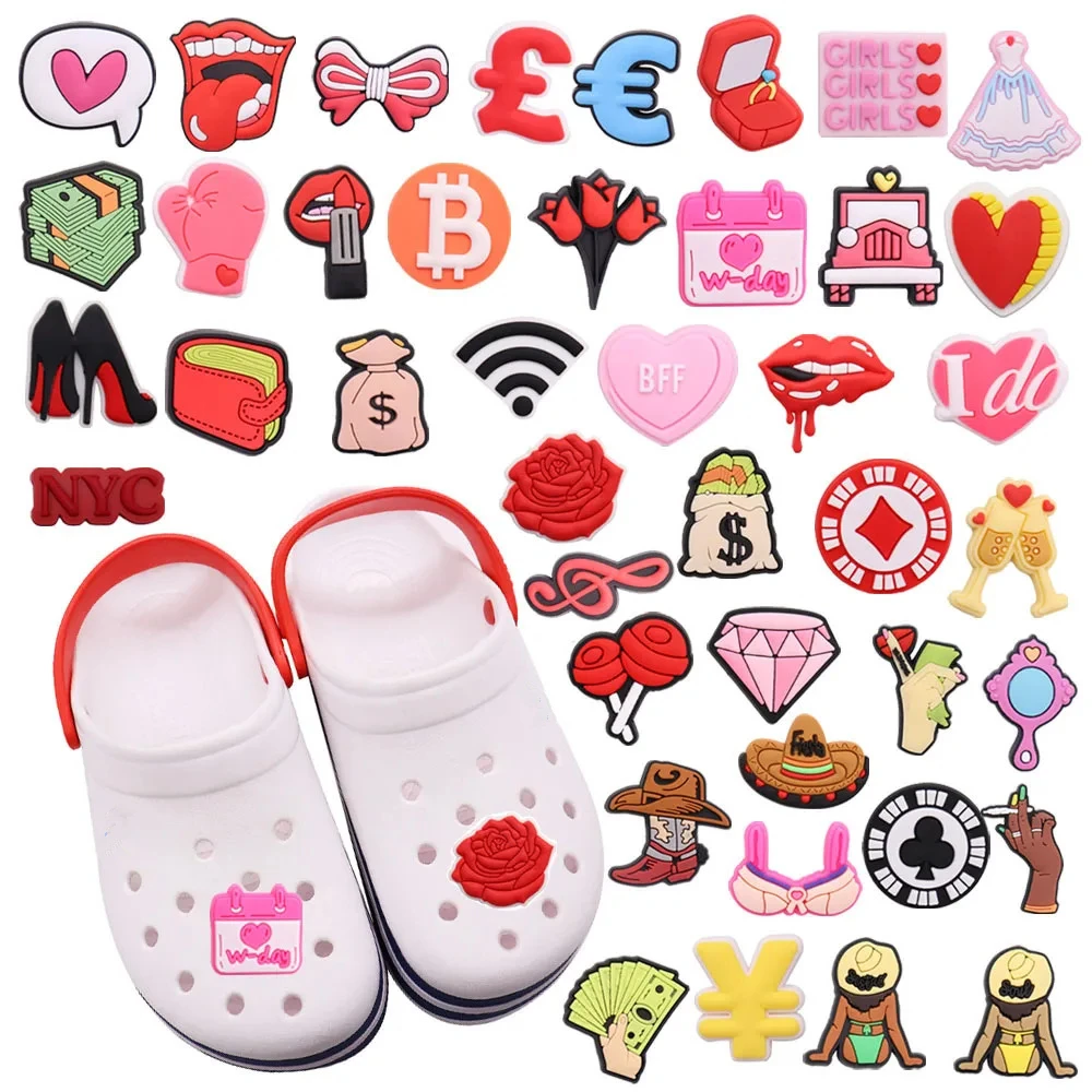 1pcs PVC Mouth Money Wallet Boots Wedding Day Shoe Charms Decorations Woman Shoe Buckle Accessories Fit Party Gift