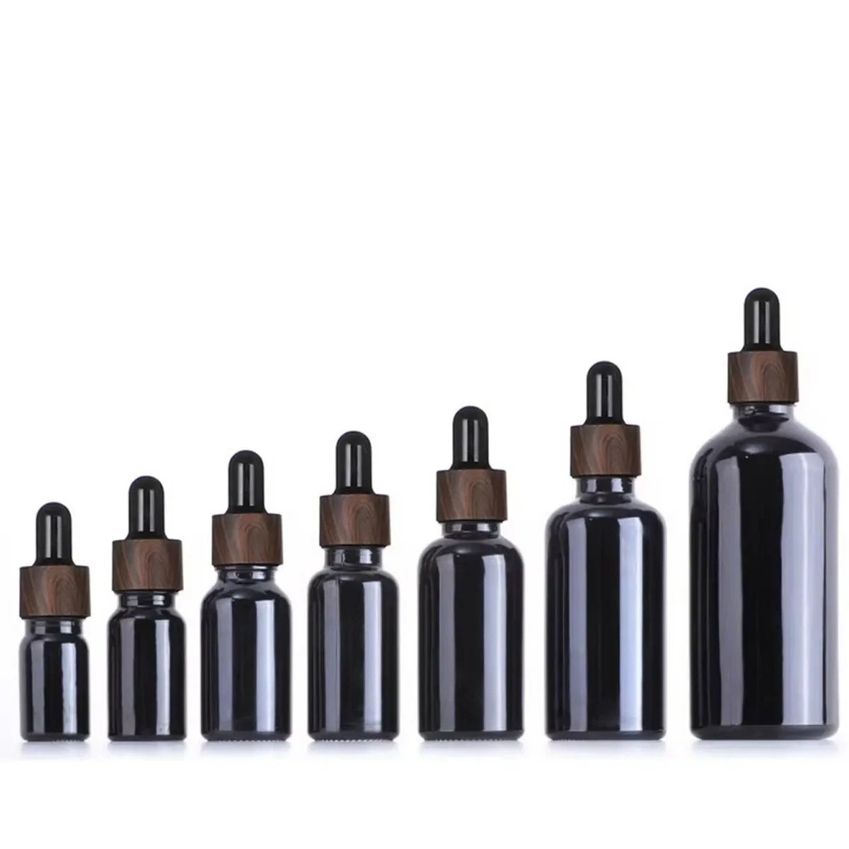 10PCS Frosted Black Glass Dropper Bottles Bright Glass Empty Dripper Pipette Bottle Plastic Lid for Essential Perfume Oil Serum