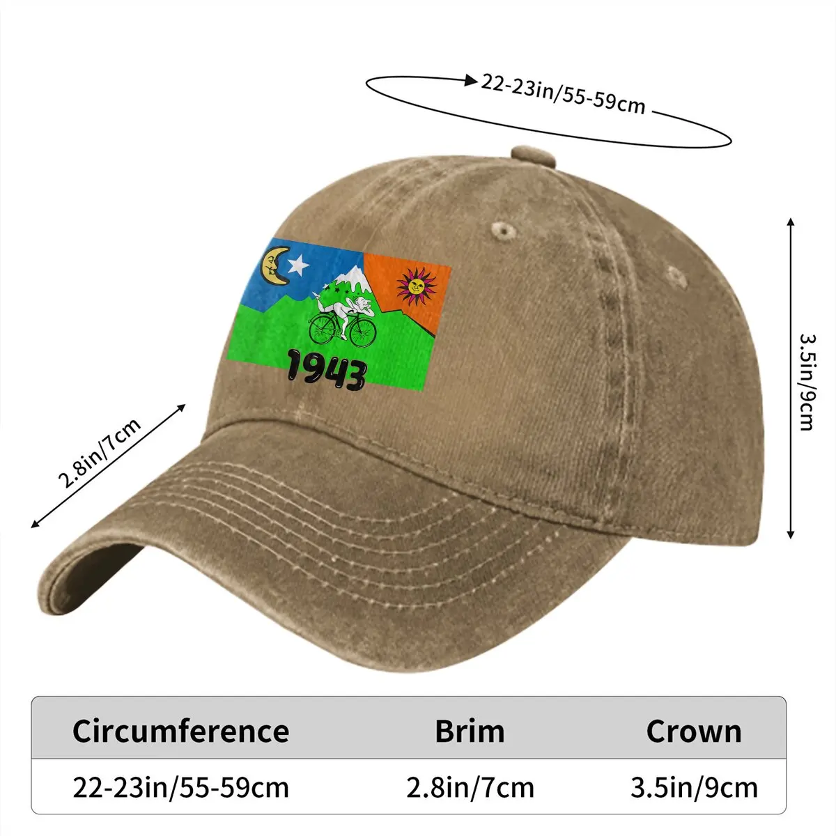 Washed Men's Baseball Cap Hofmann Trip Trucker Snapback Caps Dad Hat Bicycle Day LSD 1943 Golf Hats