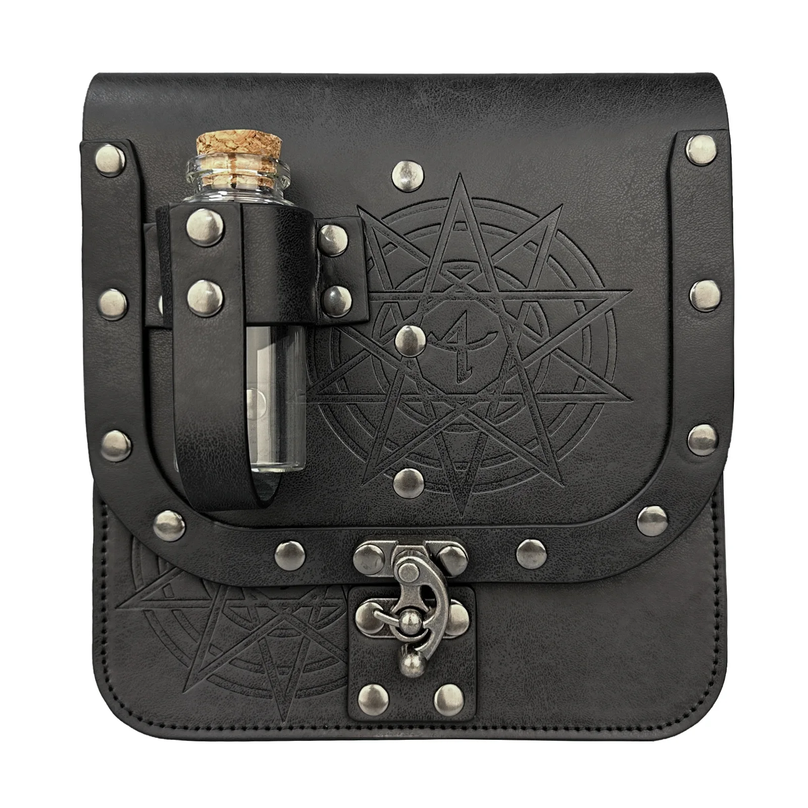 

Medieval Faux Leather Waist Bag With Cork Potion Bottle Viking Waist Bag Renaissance Alchemist Accessories