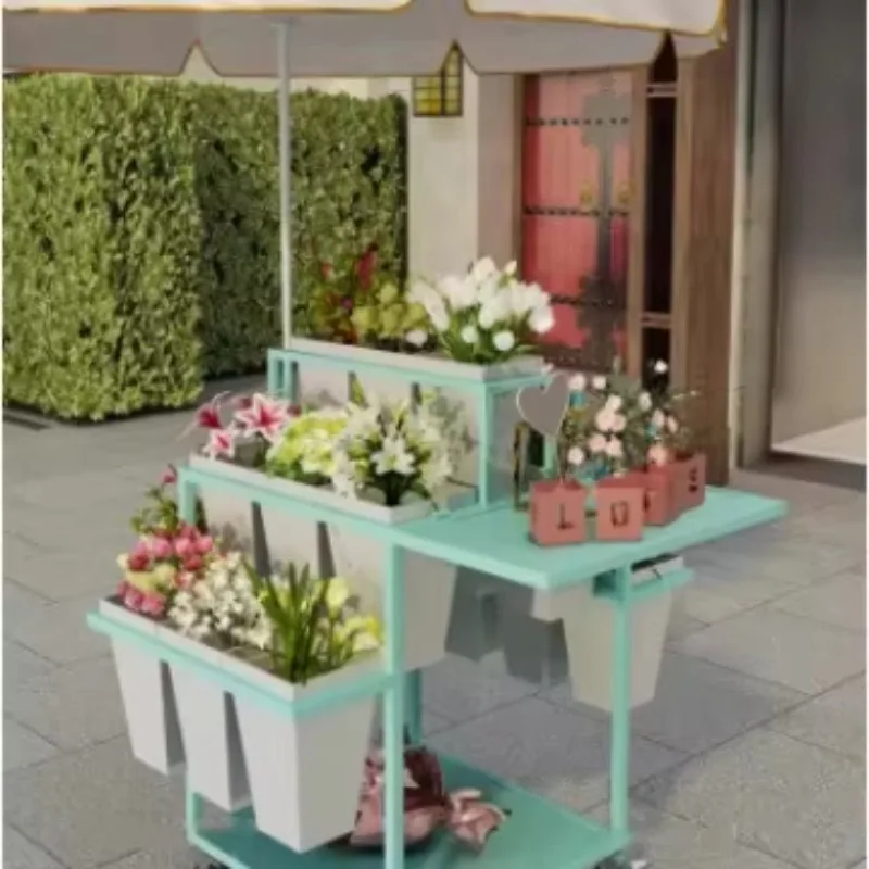 

Stalls Selling Flowers Trolley Multi-storey Ladder Removable Display Stand Flower Trolley