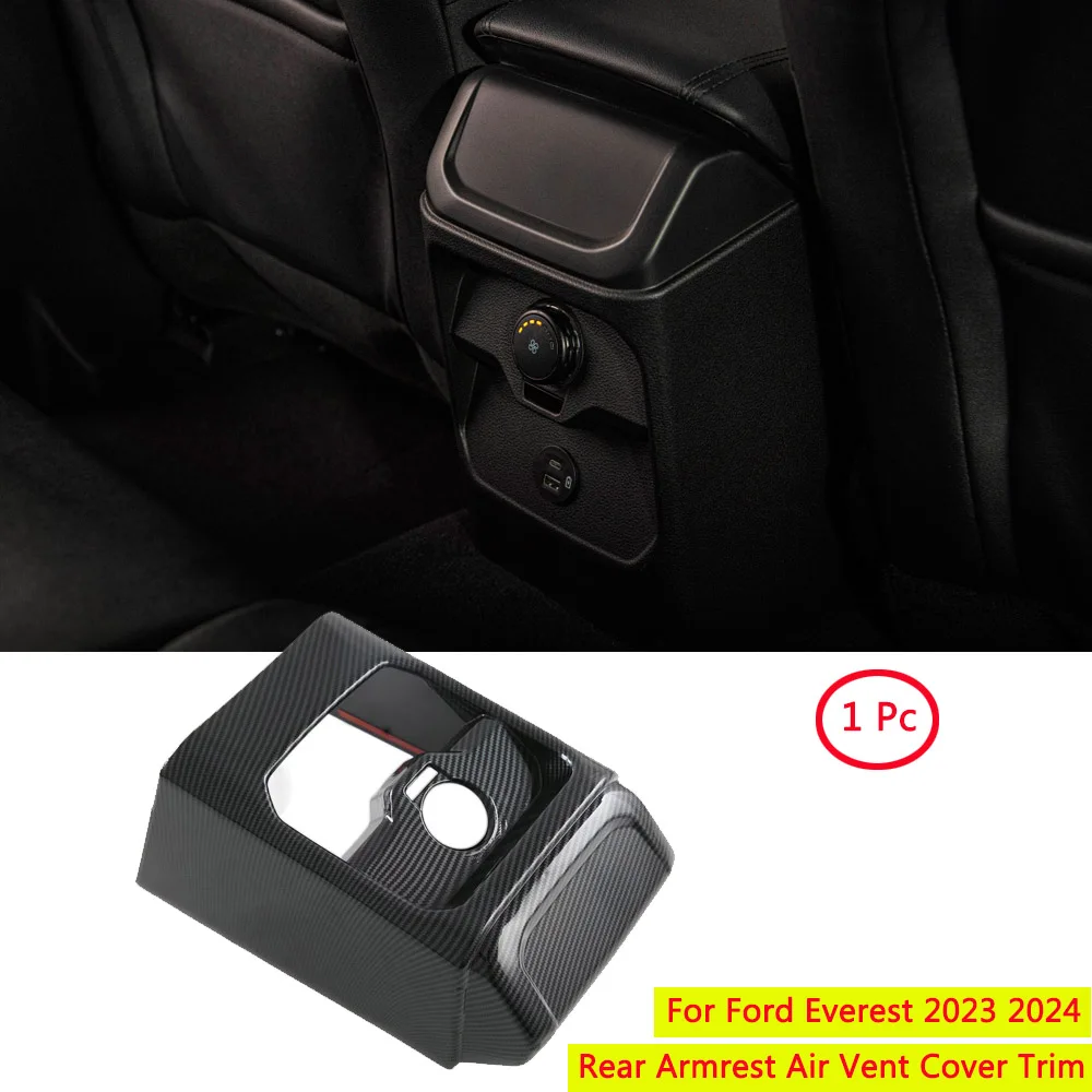 ABS Carbon Fiber Look Rear Armrest Air Vent Frame Cover Trim For Ford Everest 2023 2024 Interior Car Accessories