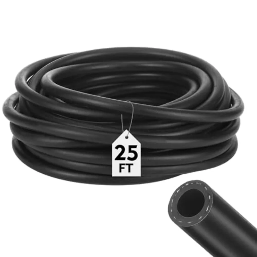 

Heavy Duty Agricultural Garden Rubber Hose 3/8 Inch ID X 25 ft Black EPDM for Water Air and Aqueous Chemicals-resistant 200psi