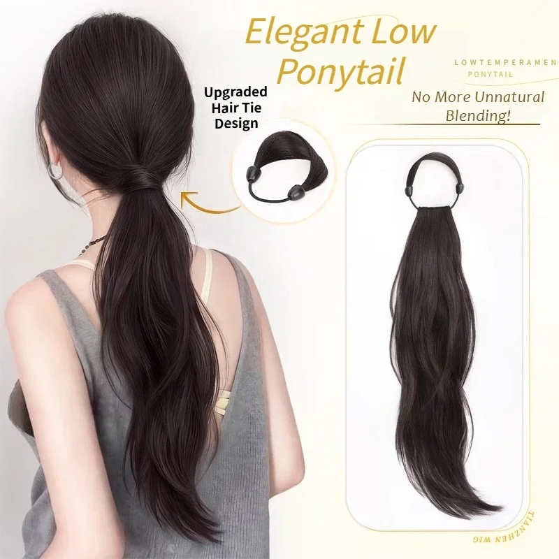 Synthetic Fiber Wig for Women No-Trace Hidden Hairband Design Natural Looking Hair Piece Smooth Straight Hair Easy for Daily Use