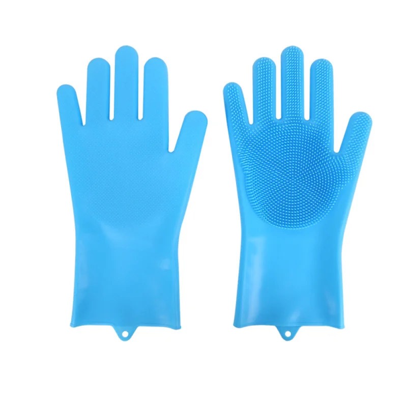 1pair silicone dog clean gloves pet bath massage soft glove wash tools