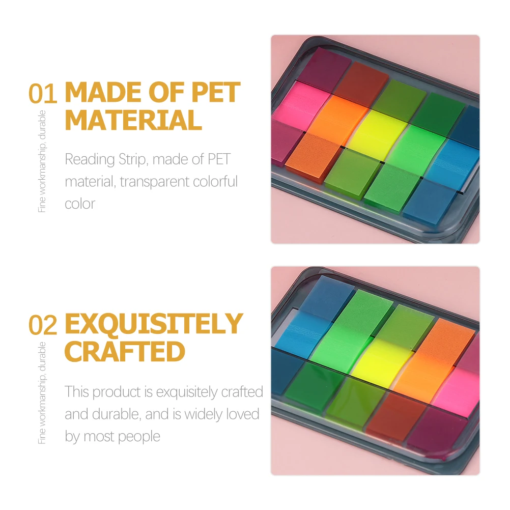 

Fluorescent Transparent 6 Boxes PET Markers Sentence Highlight Strips Page Tabs Portable Reading Accessories