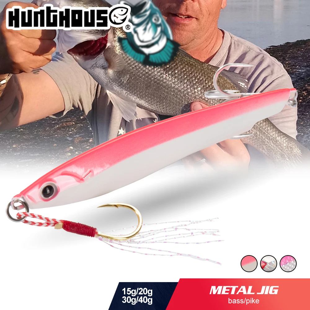 Hunthouse Metall Jig Bördelnde Köder 60 MM/15G Langsam Sinkende Jigging Harten Köder Löffel Spinning Trolling Wolfsbarsch Forelle Fisch lw826