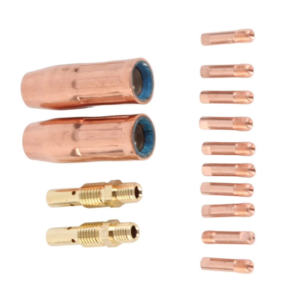 14pcs High Quality Brass MIG Welding Nozzle Standard Size Welding Machine Accessories Gasless Nozzle For Professional Welding