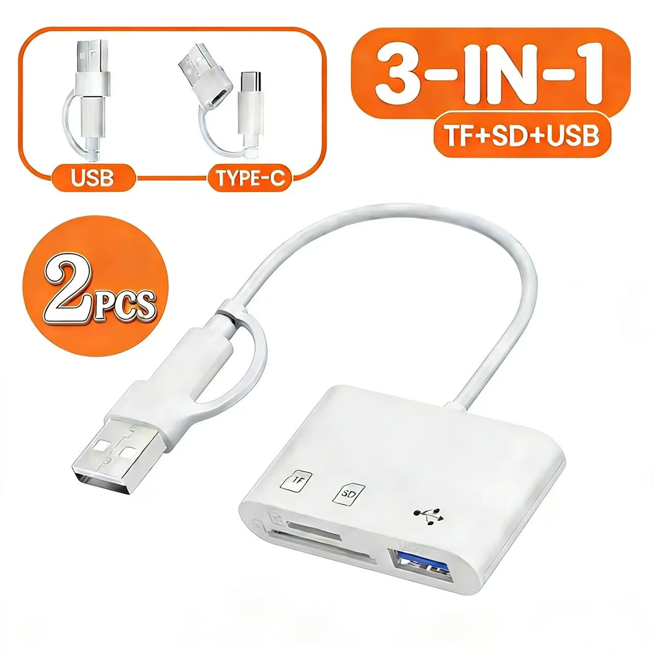3-in-1 USB/Type C multifunctionele kaartlezer OTG SD TF-kaarten USB-geheugenkaarten Reader Converter voor MacBook Laptop Samsung