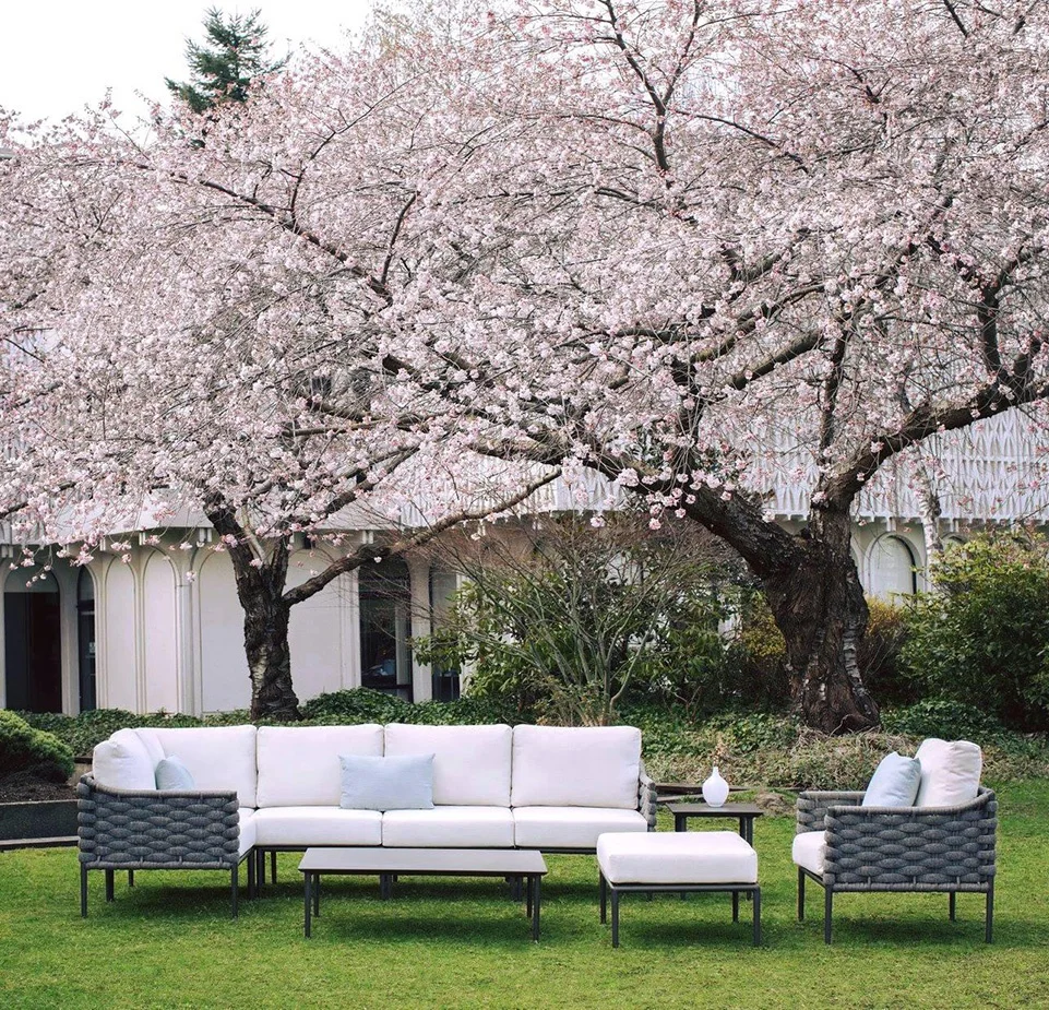 

Royal Best Rope Woven Patio Rattan Outdoor Furniture Hotel Garden Sofa Set Home Living Room Sofa Rope Outdoor Sofa