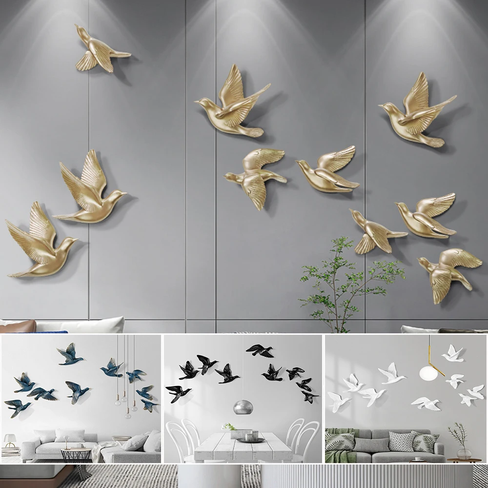 

Resin Flying Birds Figurines Pigeon Wall Hanging Simulation Swallows Home Decorations Sculptures Sparrow Living Room Ornaments