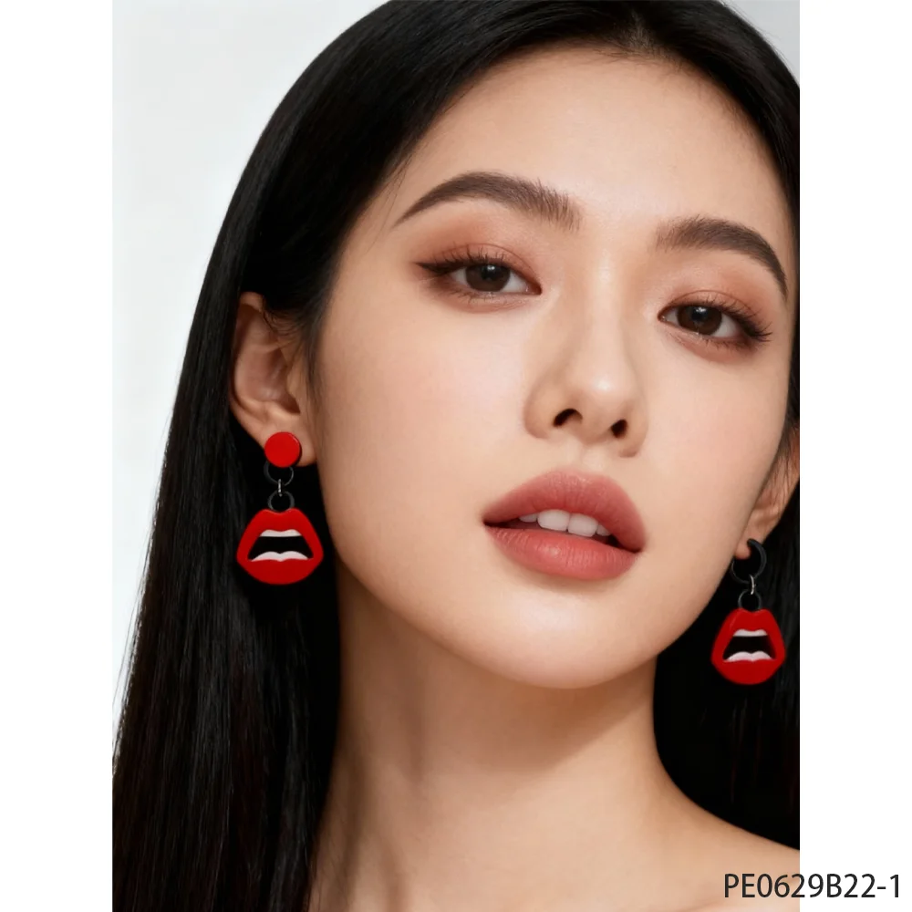 PESENAR These Red Lip Earrings Are Designed to Be Avant Garde Fashionable and Suitable for Valentine's Day Dress
