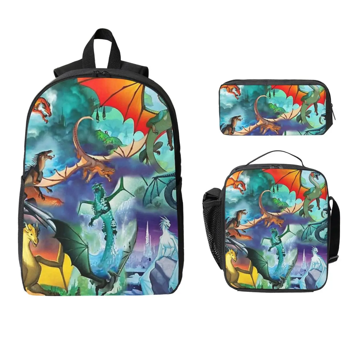 Wings Of Fire All Dragon Series Backpack Boy Girls BookBag School Bag Computer Shoulder Bags 3ps Insulated Lunch Bag Pencil Case