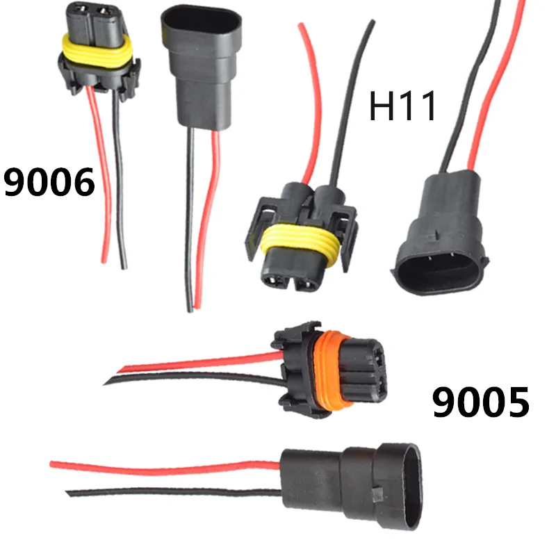 

200X Connector Cable Fog LightAdapter Female Male Connector Wiring H11 9005 9006 Car Auto Wire Plug for Headlight Harness Socket