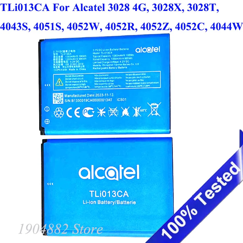 

1380 мАч TLi013CA для Alcatel 3028 4G, 3028X, 3028T, 4043S, 4051S, 4052W, 4052R, 4052Z, 4052C, 4044W 4044O 4044T Батарея