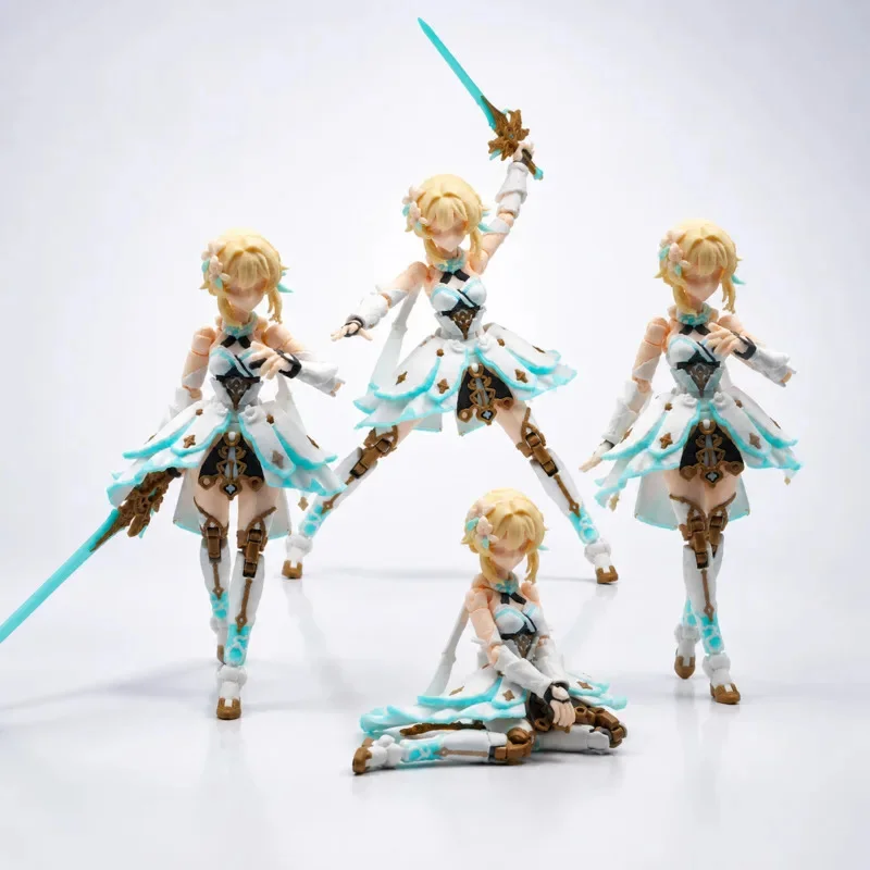 19cm Genshin Impact Lumine 3D Printed Action Figure Multi Joint Articulated Posable Traveler Character Model Collectible Display