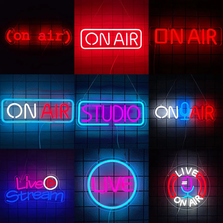 Studio Neon Sign for Wall Decor,Live Stream On Air Neon Signs Beer Bar Home Bedroom Man Cave Office Hotel Pub Cafe Party Decor.