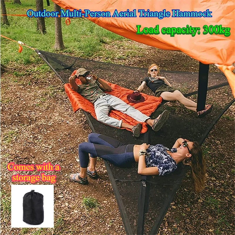 Portable triangle hammock, anti-rollover camping triangle bed, wear-resistant and convenient for hiking and outdoor activities