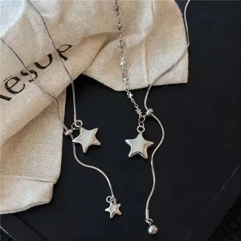 Personalized Punk Star Pendant Adjustable Snake Chain Necklace For Men Women Y2K Fashion Trend Rock Party Grunge EMO Accessories