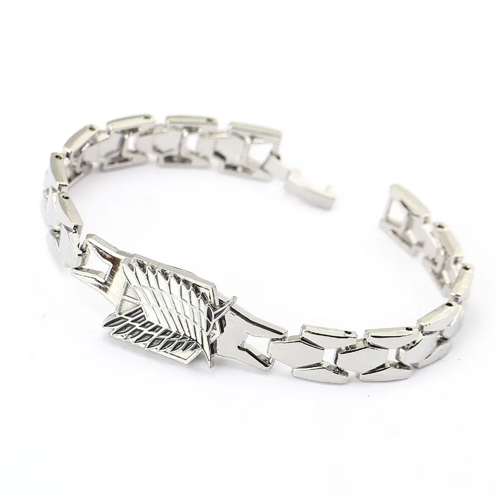 New Unisex Charming Attack On Titan Shingeki No Kyojin Metal Bracelet Wings Punk Style Hand Chain Bangles Fashion Jewelry