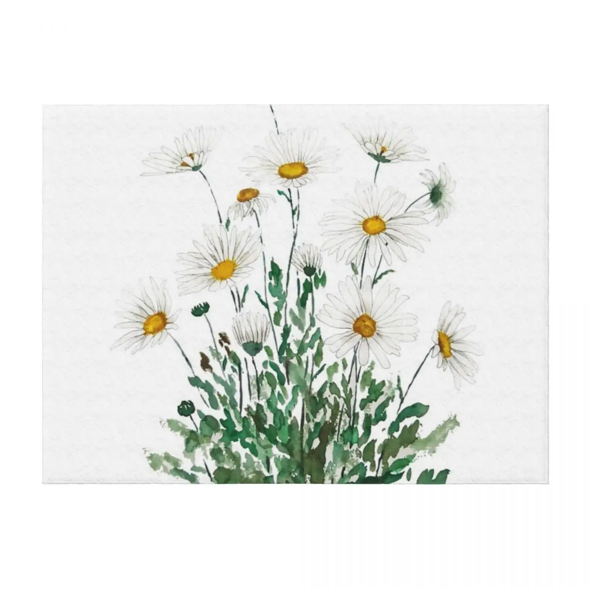 

hand painted white Margaret daisy watercolor Throw Blanket Winter beds For Decorative Sofa Travel Polar Blankets