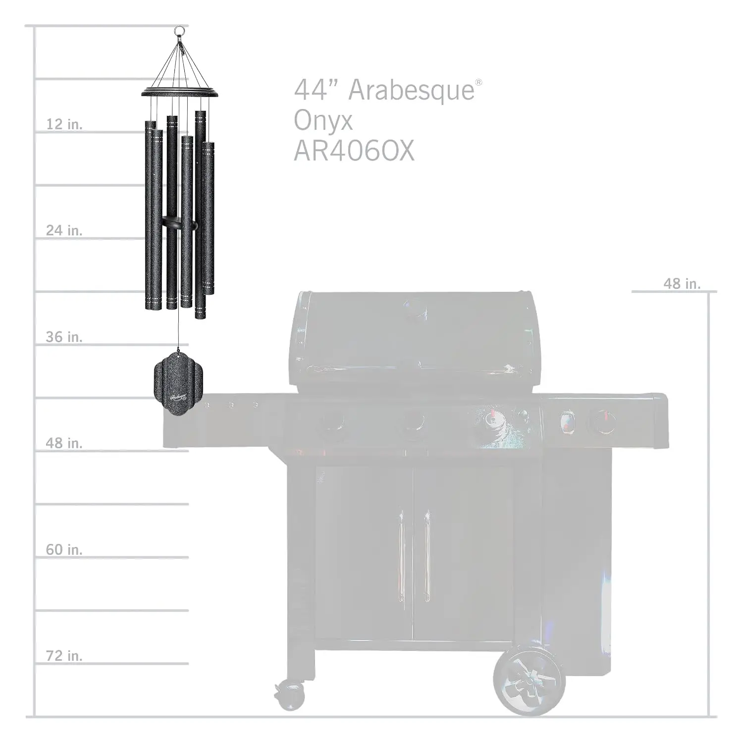 by Wind River - 44 inch Onyx Wind Chime for Patio, Backyard, Garden, and Outdoor décor (Aluminum Chime) Made, Customized