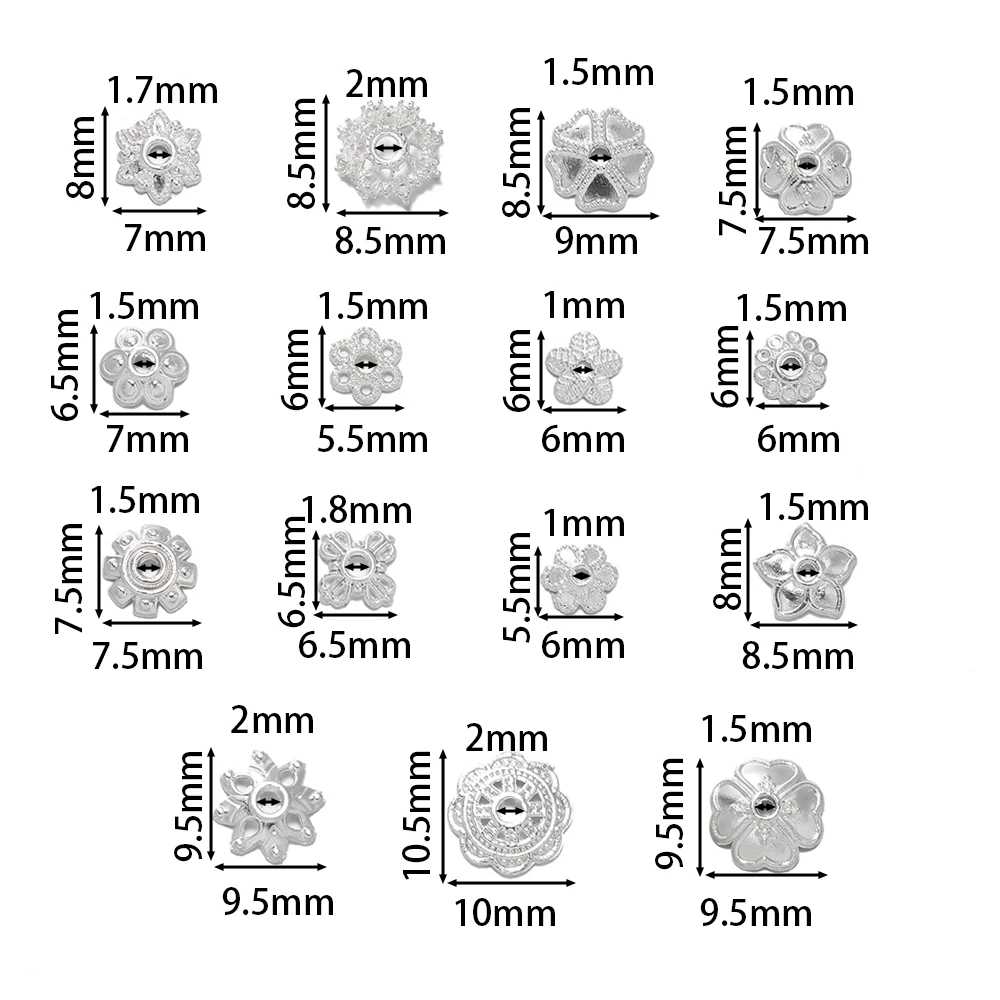 50 قطعة سبائك زهرة شكل الخرز نهاية غطاء الجوف زهرة معدنية خرزة ساحرة قبعات ل سوار ذاتي الصنع قلادة صنع المجوهرات اكسسوارات #2