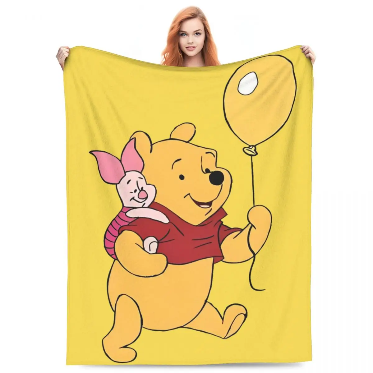 Cute Pooh Bear And Piglet Blanket Winnie The Pooh Fuzzy Novelty Breathable Throw Blanket for Chair Covering Sofa All Season