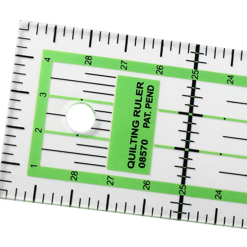 Regla de acrílico para acolchado, rectangular, verde, transparente, para costura y sastrería
