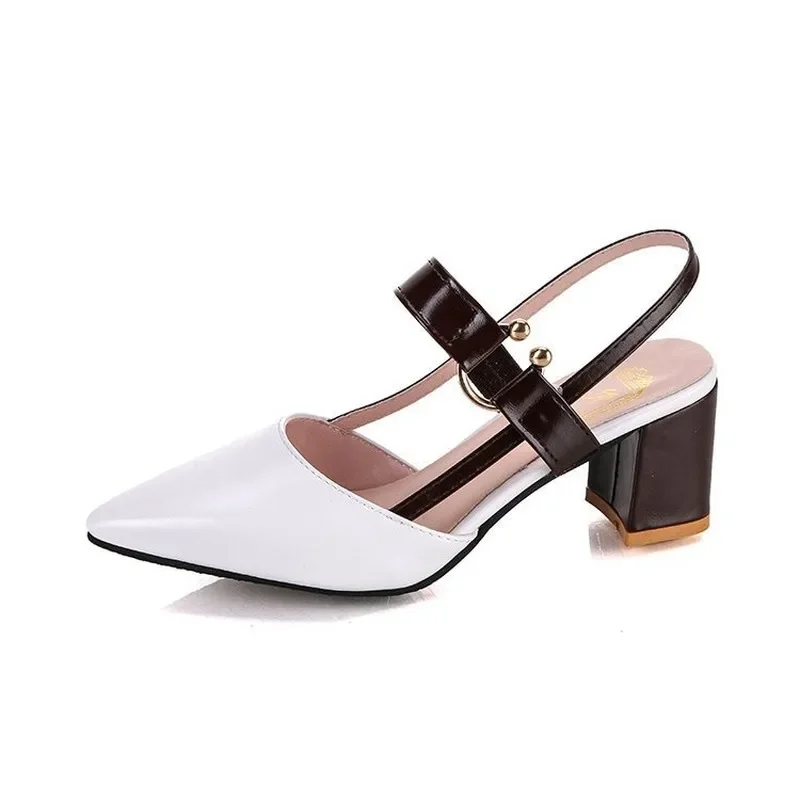 2024 Sandals Women\'s Summer New Pointy Chunky Sandals Large Size Women\'s Fashion Woman Shoes Sandals Women 2020