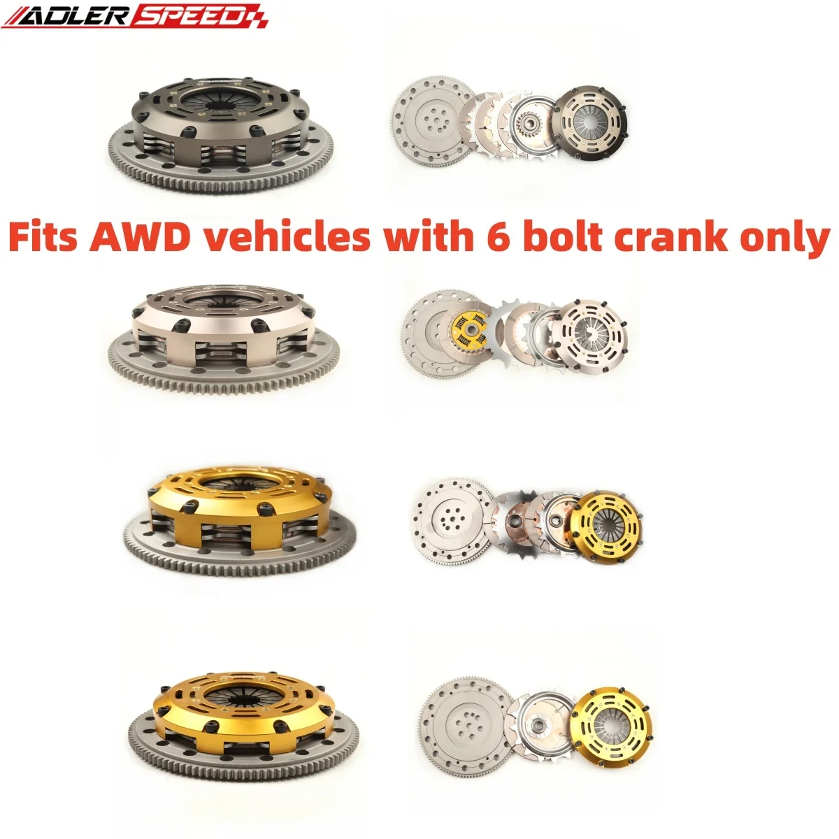 ADLERSPEED Racing/Sprung Clutch Single /Twin /Triple Disc CLUTCH KIT+FLYWHEEL For ECLIPSE TALON TSI LASER RS 4G63 AWD 6BOLT