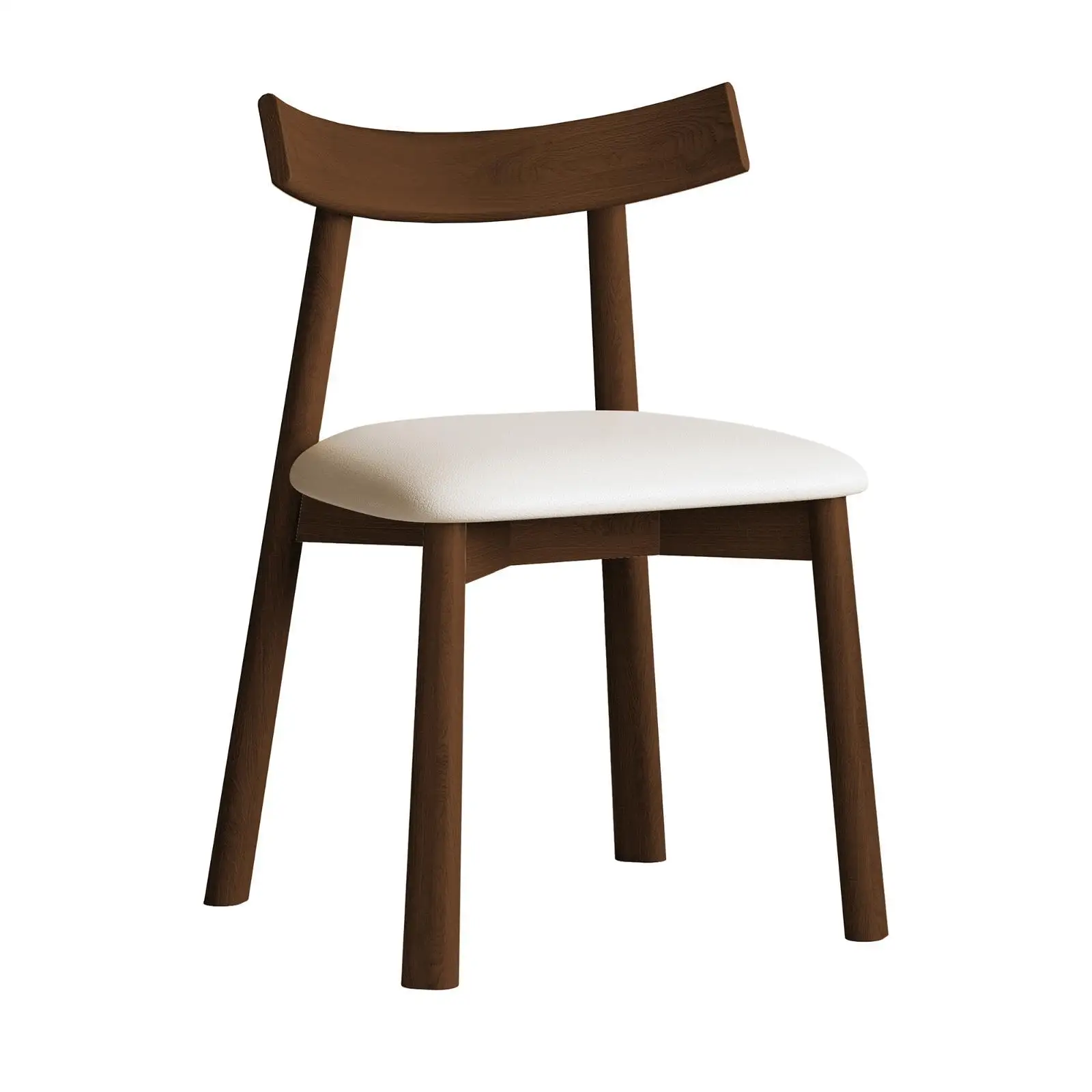 

Sturdy Walnut Dining Chairs Thick Leather Seat Ergonomic Curved Back Armless Structure for Kitchen Cafe and Bedroom Use