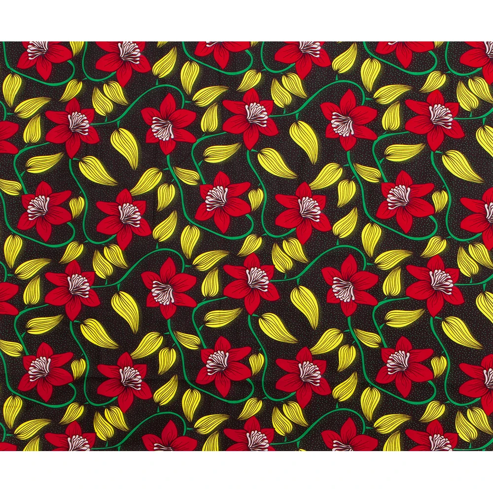 XIAOHUAGUA Ankara Fabric Real Wax Print Cotton 100% New Design Tissus African Patchwork Cloth for Dress 6 Yards