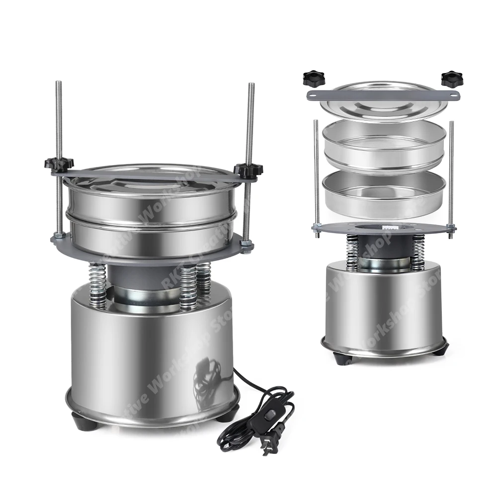 Mini 200mm Electric Vibrating Sieve Shaker Lab Test Sifter Machine for Powder Granule Grain Particle Size Analysis Screen Stainl